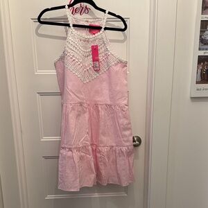 Pink Sleeveless Dress with Lace Detail - Lilly Pulitzer